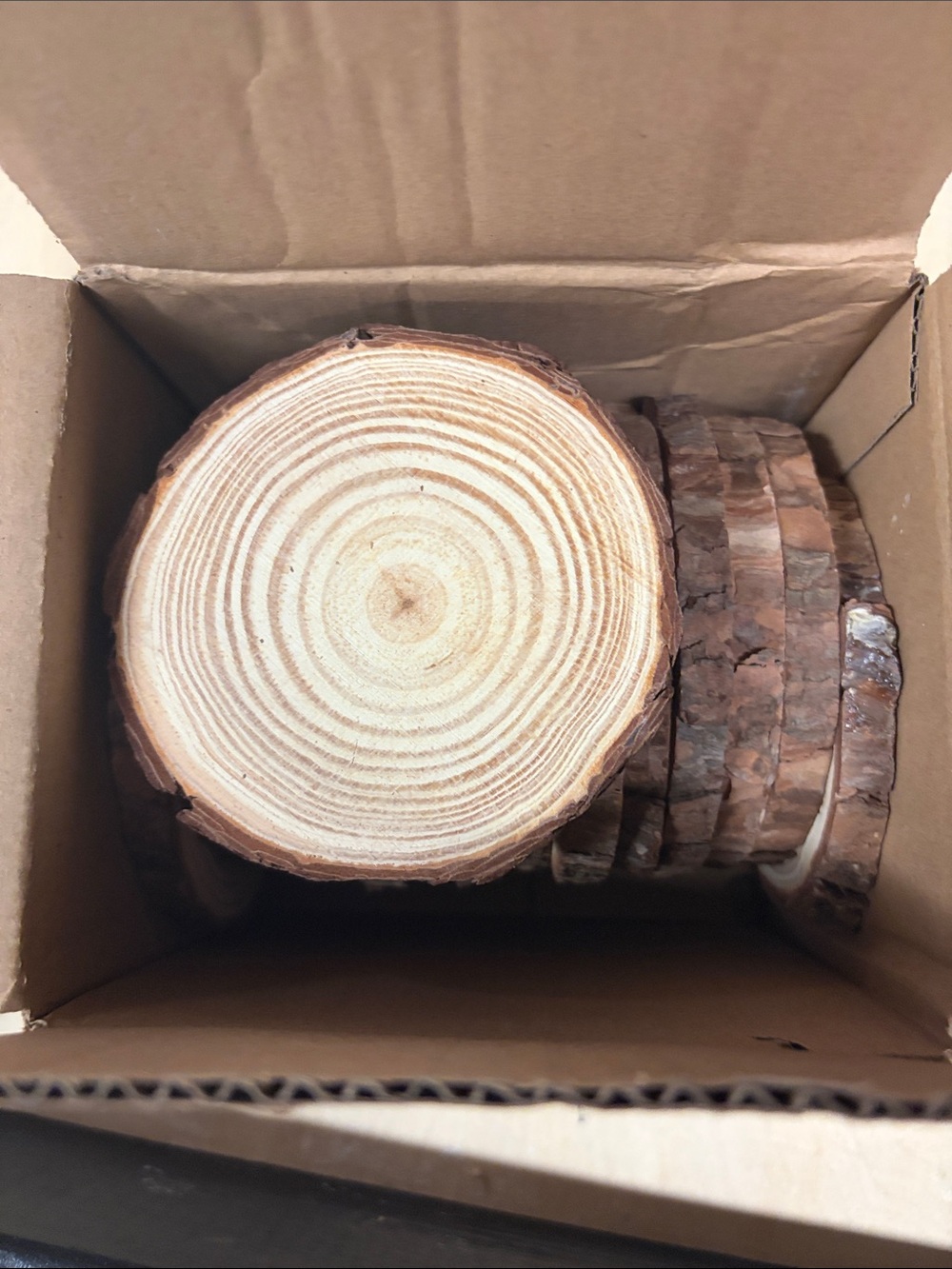Natural Wood Slice Coasters - Rustic Brown Set for crafting